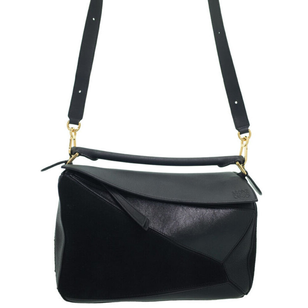 Loewe Puzzle Leather 2way Shoulder Bag Black